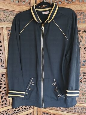 Quaker Factory Black Jacket with Gold Trim